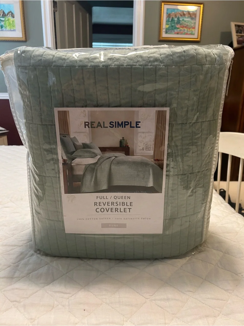 Real Simple Dune Quilted Reversible Coverlet / Bedspread / Blanket in Aqua